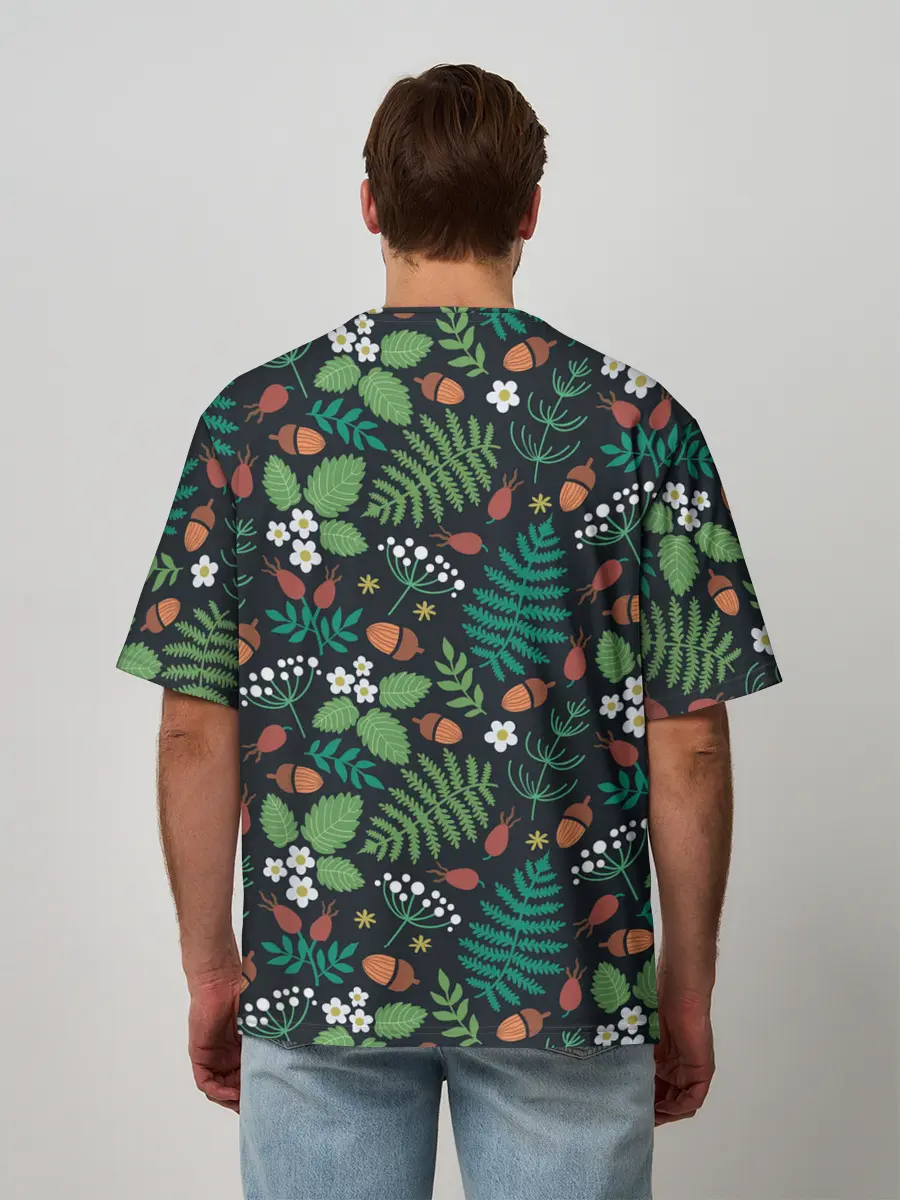 Мужская футболка оверсайз / Forest leaves