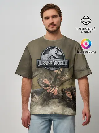 Мужская футболка оверсайз / Jurassic World | Мир Юрского Периода