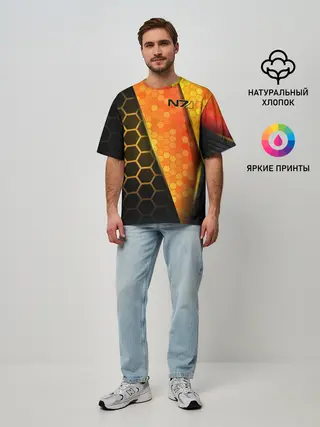 Мужская футболка оверсайз / Mass Effect N7