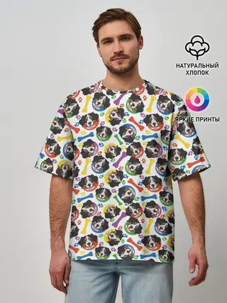 Мужская футболка оверсайз / Бернский Зенненхунд