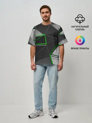 Мужская футболка оверсайз / 3D полигон