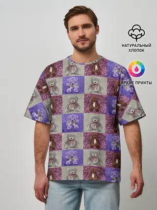 Мужская футболка оверсайз / Медведи на ковре