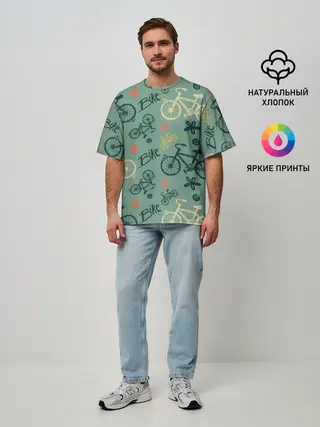 Мужская футболка оверсайз / Велосипед Текстура