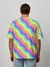 Мужская футболка оверсайз / Радужные волны