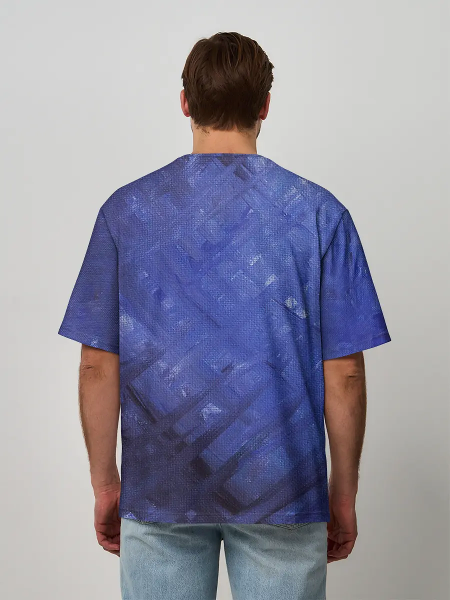 Мужская футболка оверсайз / Синие акварельные мазки