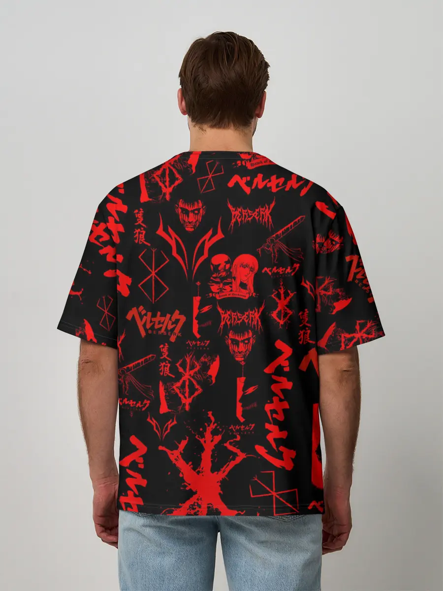 Мужская футболка оверсайз / БЕРСЕРК ПАТТЕРН СИМВОЛИКА / КЛЕЙМО