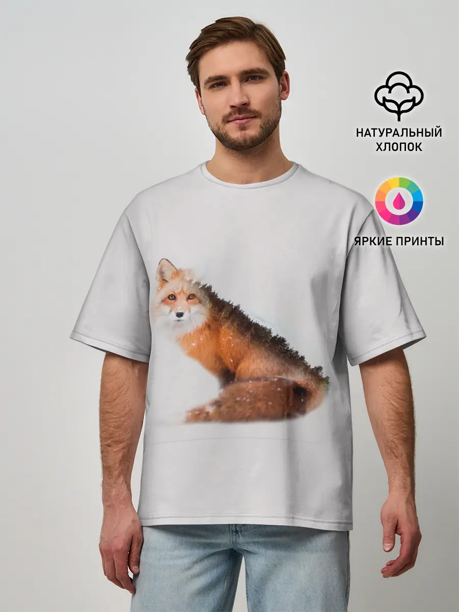 Мужская футболка оверсайз / Лисица