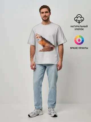 Мужская футболка оверсайз / Лисица