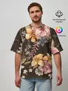 Мужская футболка оверсайз / цветы