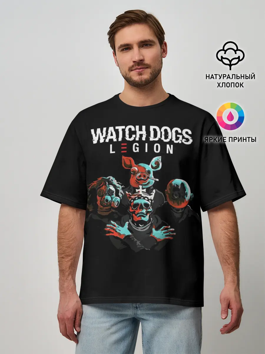 Мужская футболка оверсайз / Watch Dogs Legion