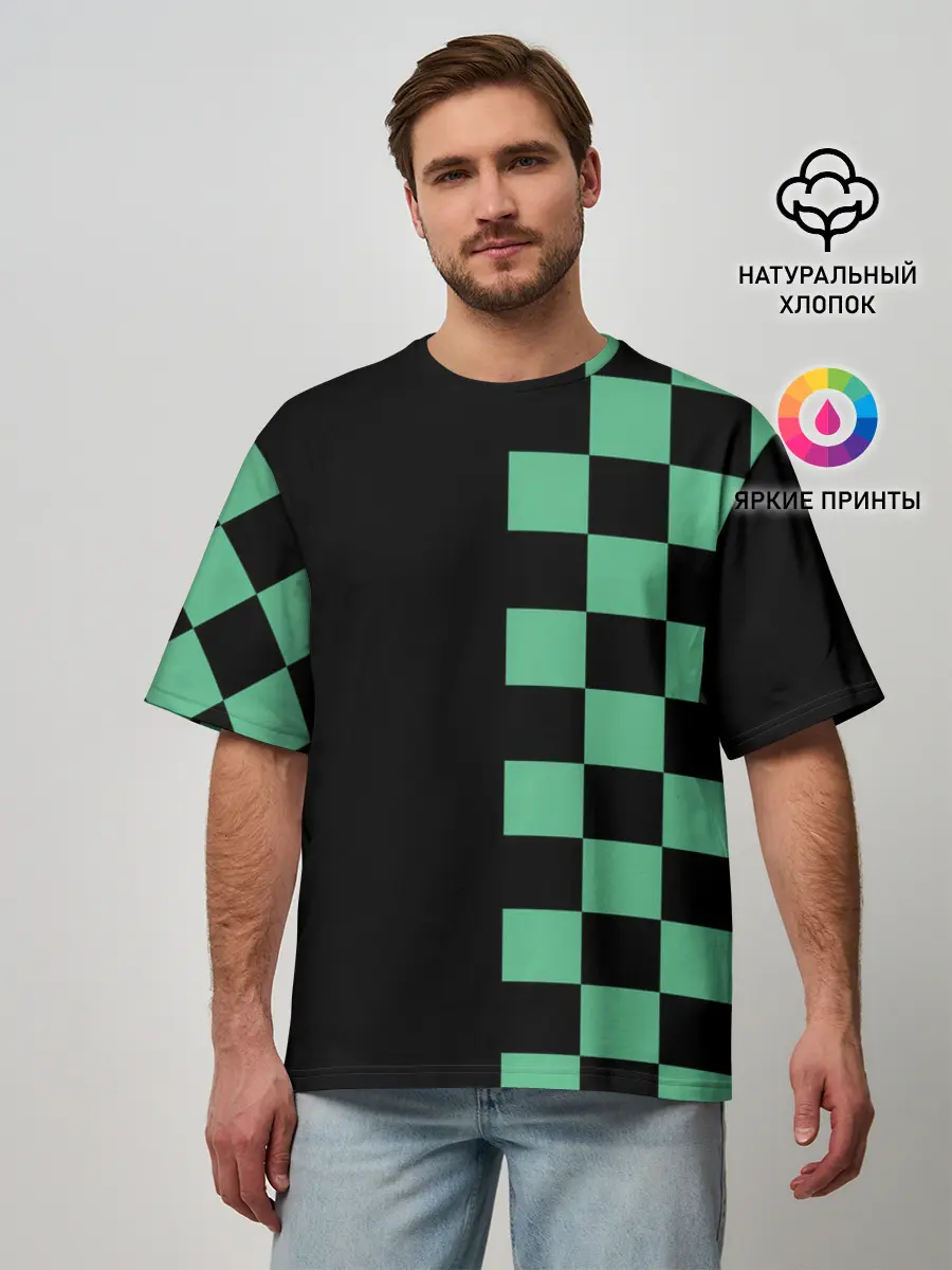 Мужская футболка оверсайз / КОСТЮМ TANJIRO KAMADO | ТАНДЖИРО