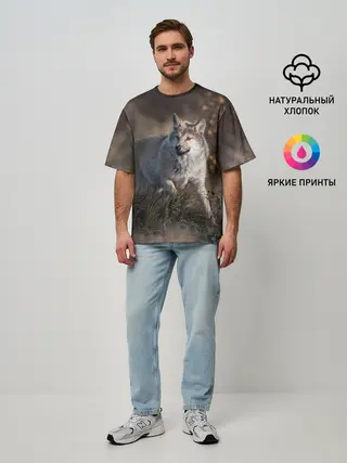 Мужская футболка оверсайз / WOLF