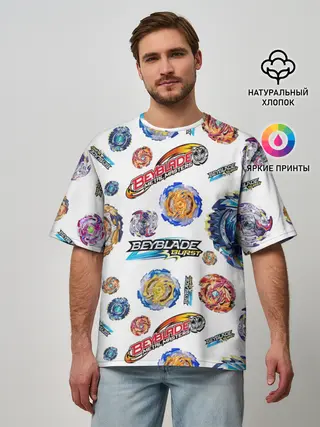 Мужская футболка оверсайз / Бейблэйд паттерн