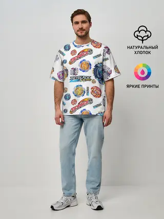 Мужская футболка оверсайз / Бейблэйд паттерн