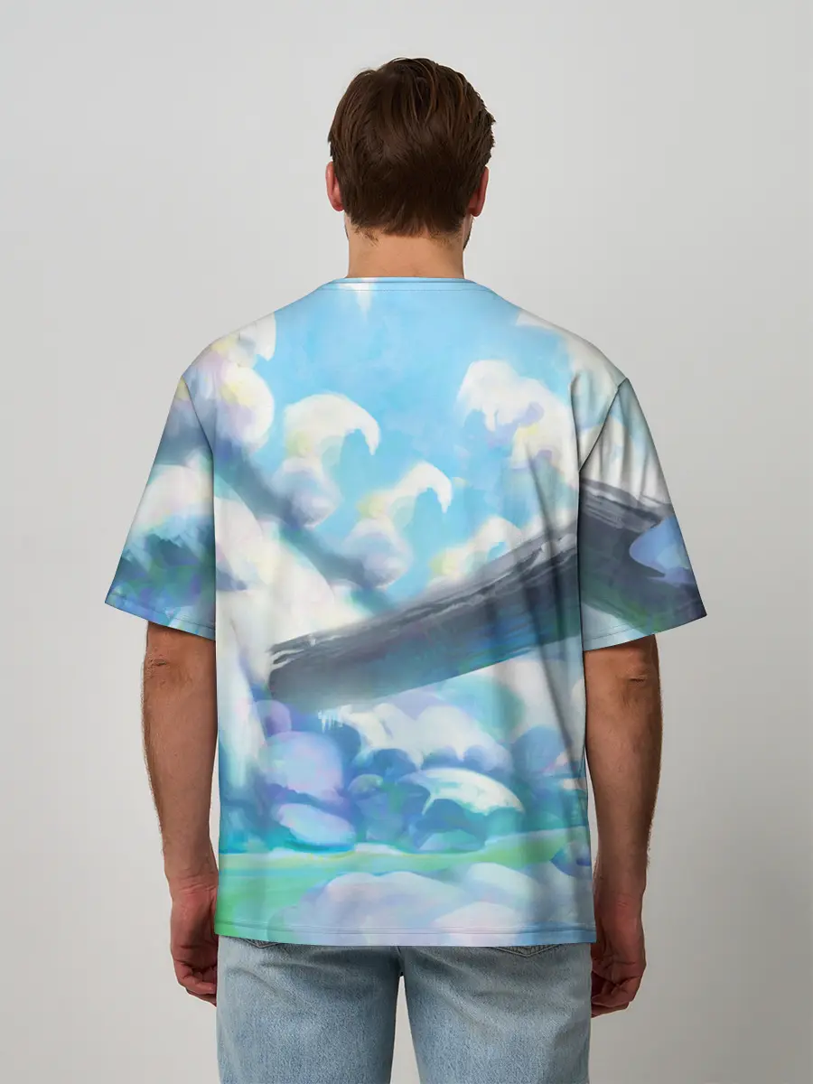 Мужская футболка оверсайз / Снежный котенок