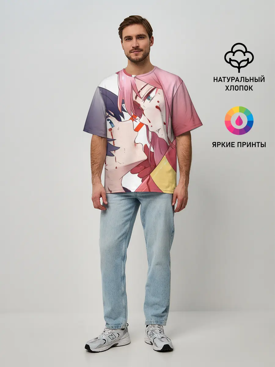 Мужская футболка оверсайз / Darling kiss