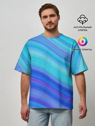 Мужская футболка оверсайз / Абстракция. Влны.