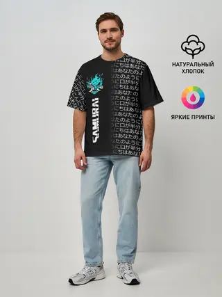 Мужская футболка оверсайз / CYBERPUNK 2077 SAMURAI