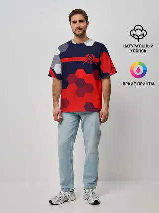 Мужская футболка оверсайз / New World - Соты