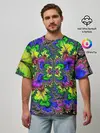 Мужская футболка оверсайз / НЕОНОВЫЙ ЦВЕТОК