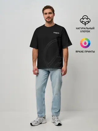 Мужская футболка оверсайз / PSG | Core Big Logo Black
