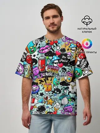 Мужская футболка оверсайз / Стикерпак