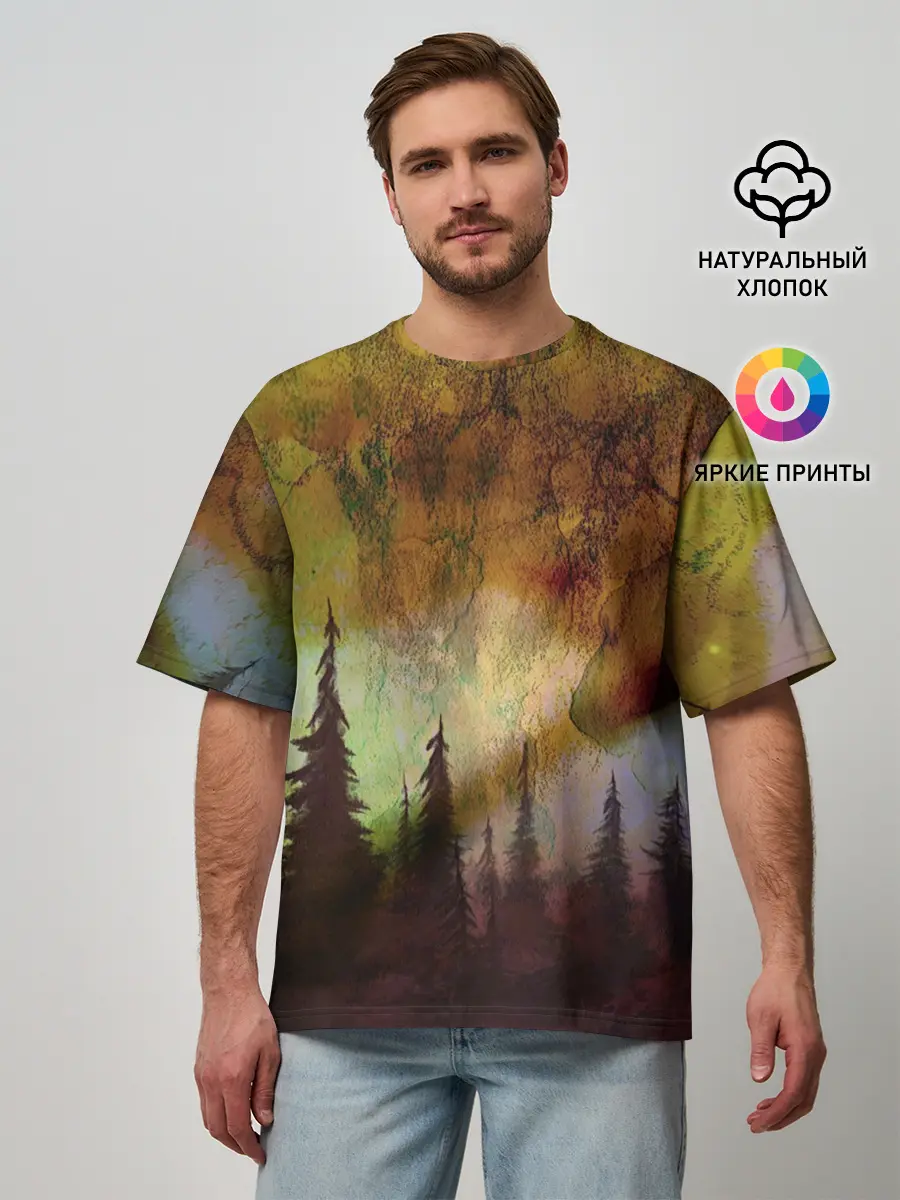 Мужская футболка оверсайз / СТРАШНЫЙ ЛЕС