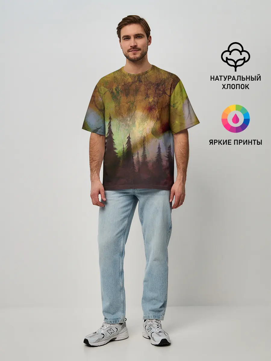 Мужская футболка оверсайз / СТРАШНЫЙ ЛЕС