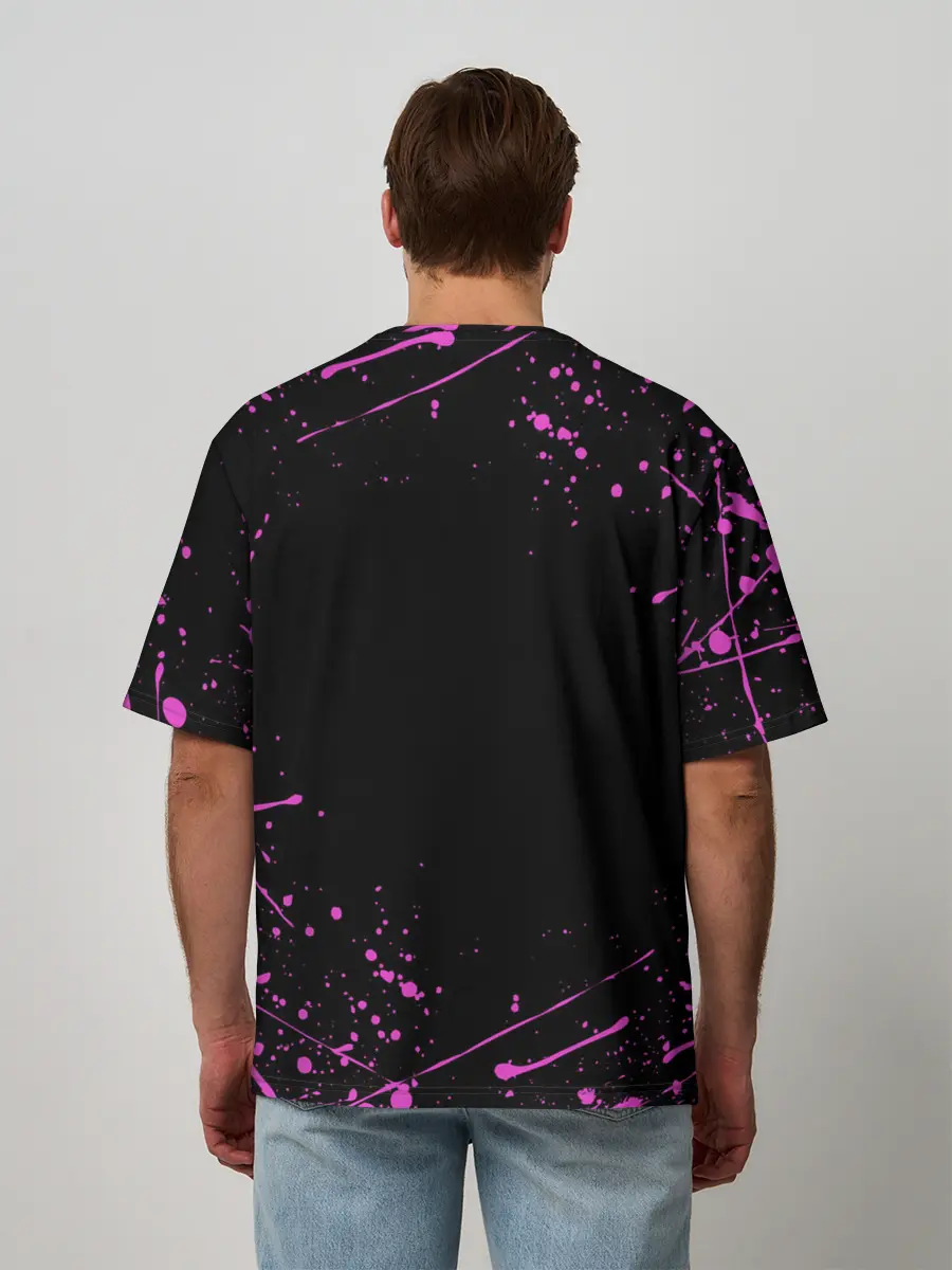 Мужская футболка оверсайз / Кира джоджо фиолетовые брызги