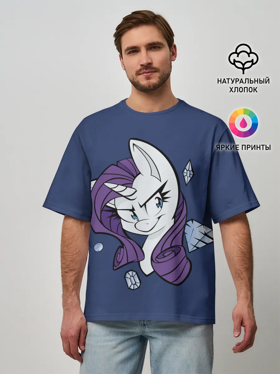 Мужская футболка оверсайз / Эплджек в алмазах