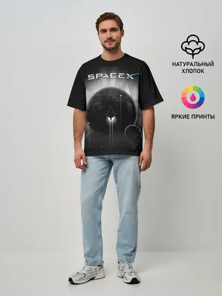 Мужская футболка оверсайз / Space X