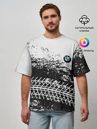 Мужская футболка оверсайз / СЛЕД БМВ | BMW