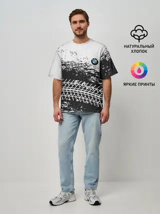 Мужская футболка оверсайз / СЛЕД БМВ | BMW