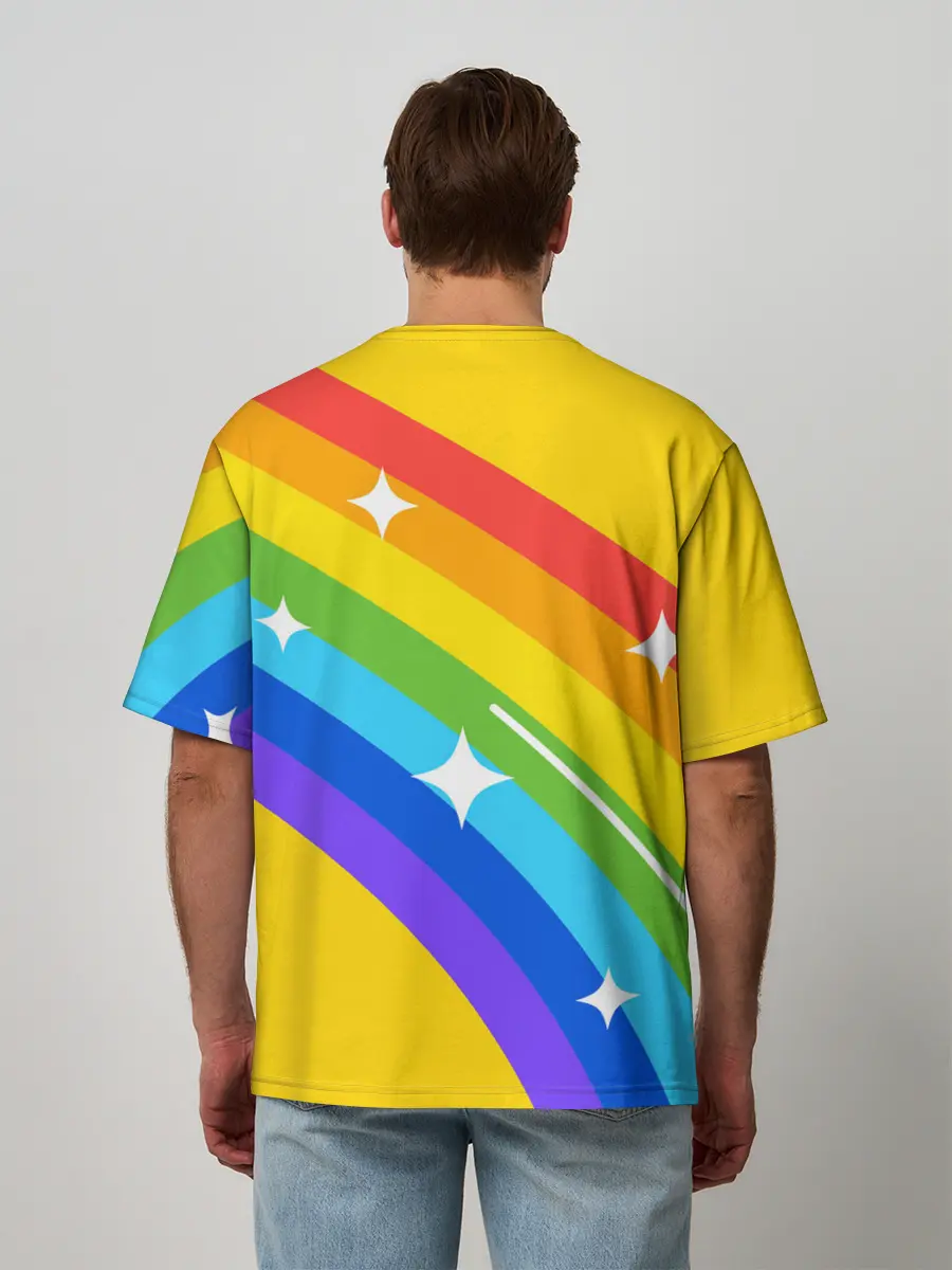 Мужская футболка оверсайз / AMONG US - Радужный