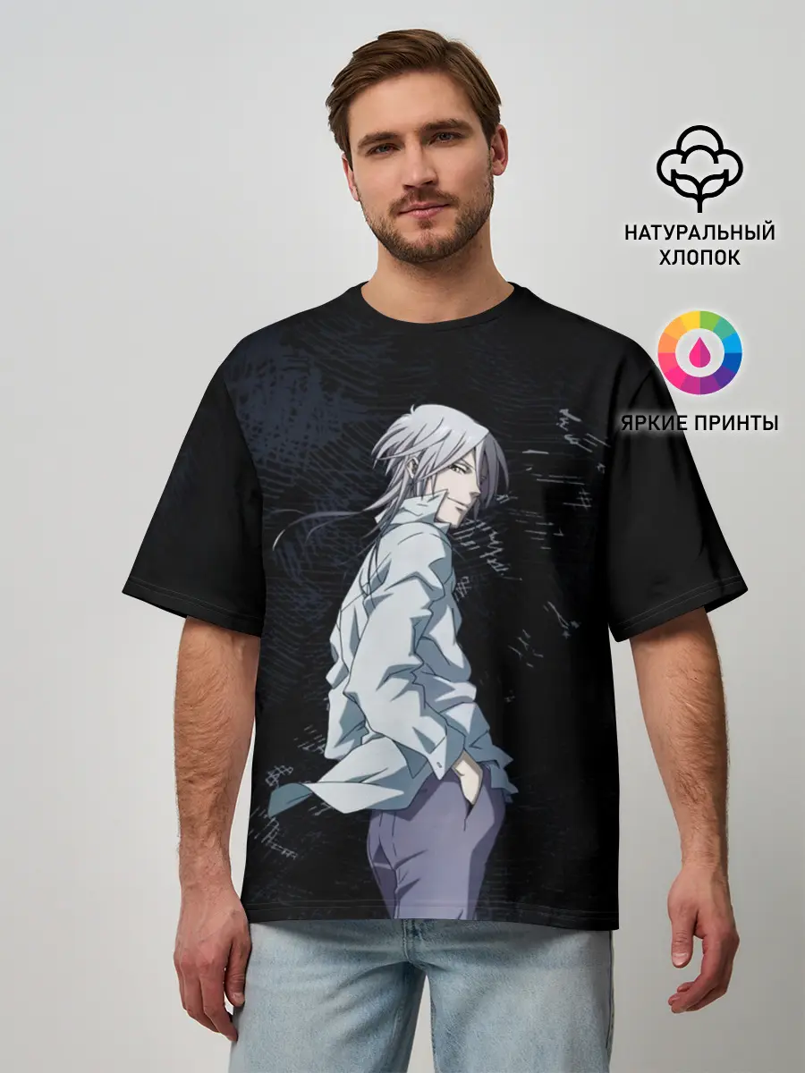 Мужская футболка оверсайз / Макишима из Психо паспорт