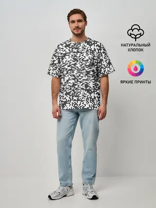 Мужская футболка оверсайз / Пиксельный Узор