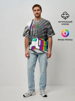 Мужская футболка оверсайз / Among Us по улицам Нью-Йорка