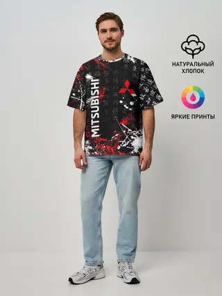 Мужская футболка оверсайз / Японские символы | Митсубиси