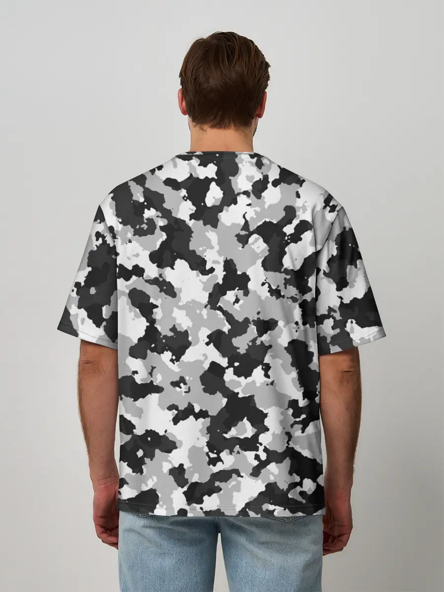 Мужская футболка оверсайз / Холодный камуфляж
