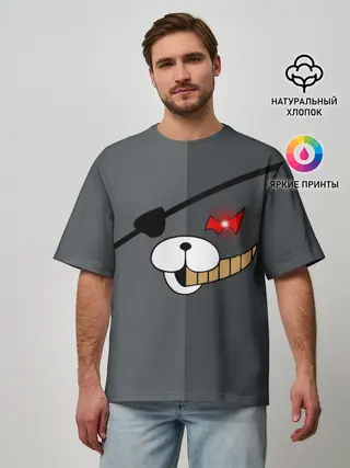 Мужская футболка оверсайз / KUROKUMA на сером