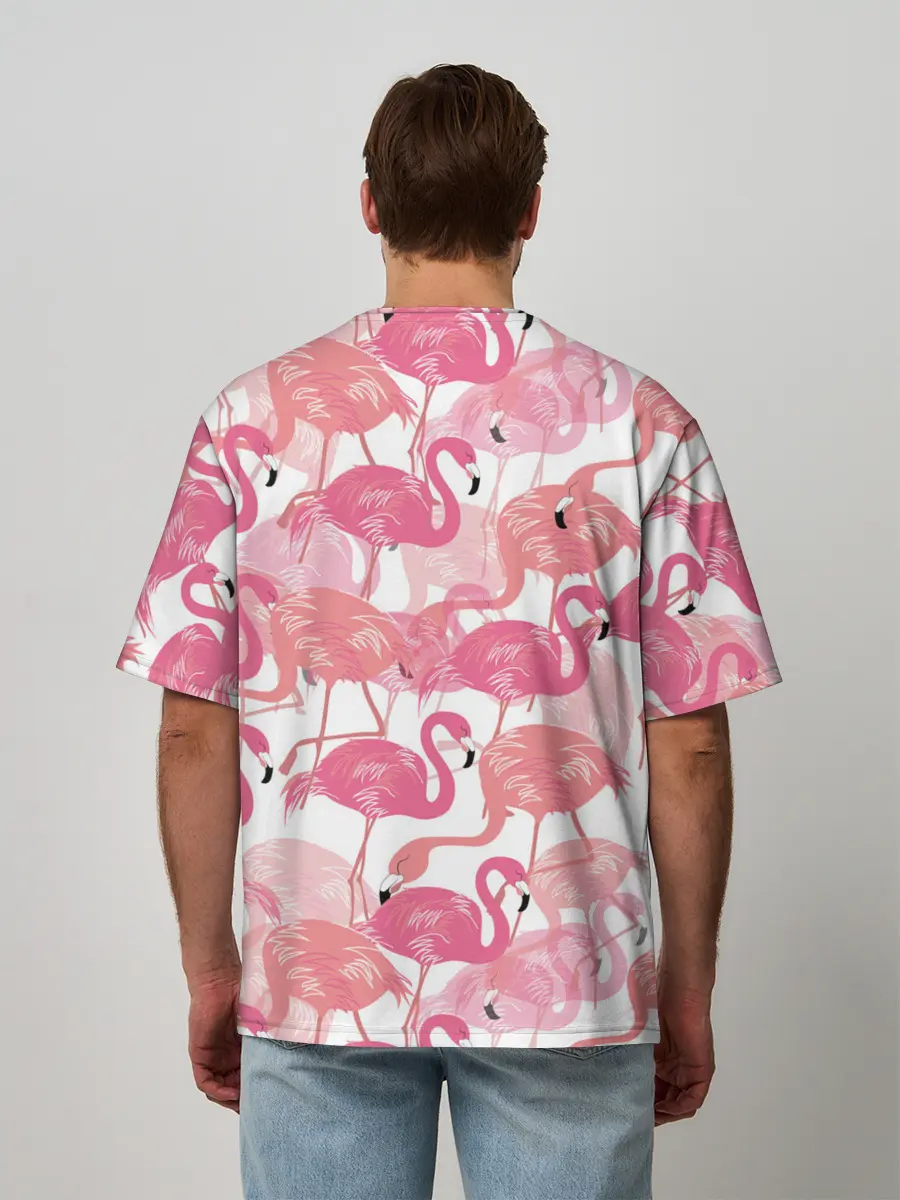 Мужская футболка оверсайз / Фламинго