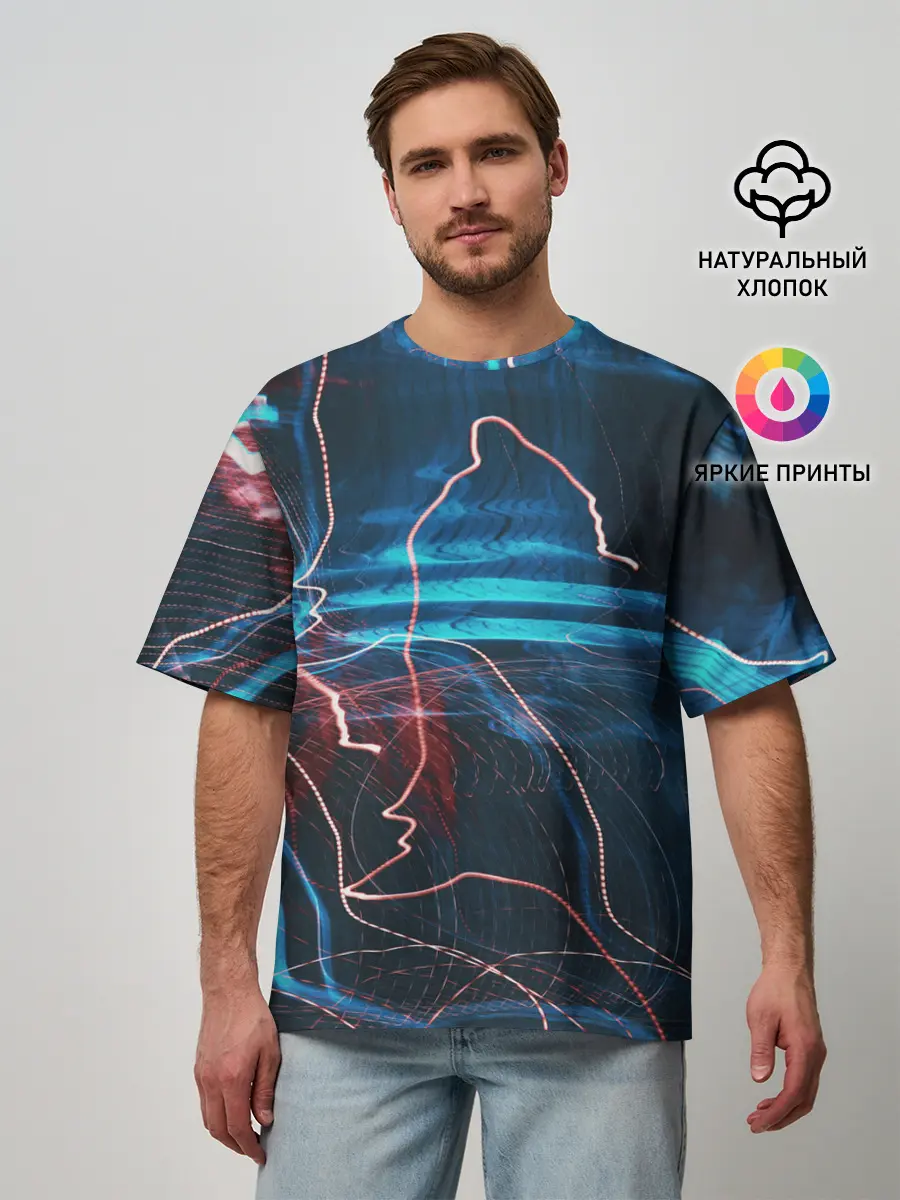 Мужская футболка оверсайз / Freeze Light digital art