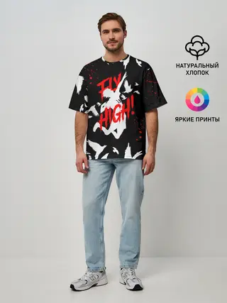 Мужская футболка оверсайз / Haikyu birds