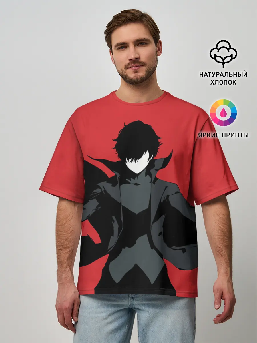 Мужская футболка оверсайз / Чёрный Рэн