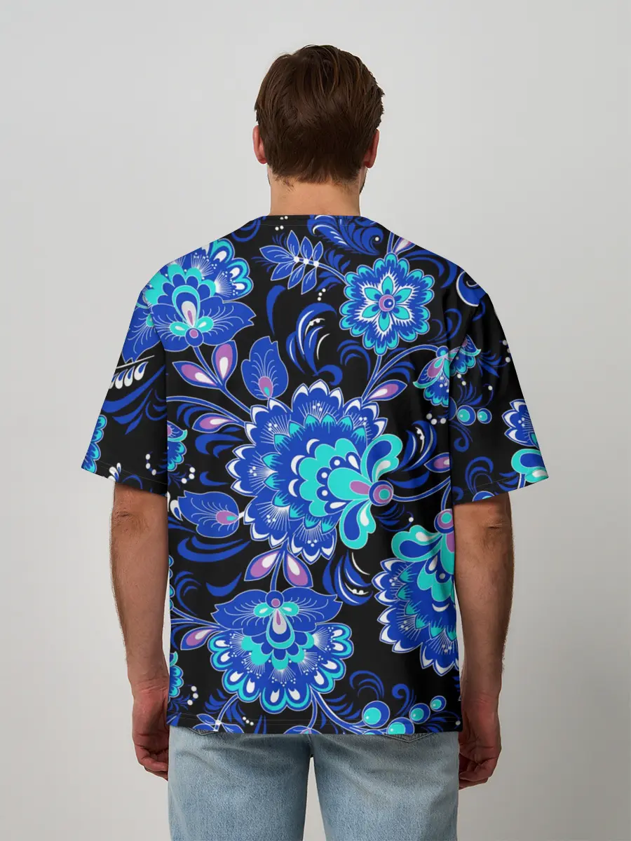 Мужская футболка оверсайз / Хохлома