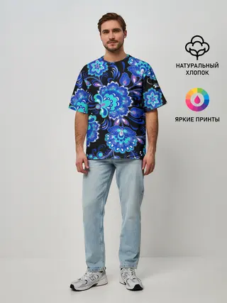 Мужская футболка оверсайз / Хохлома