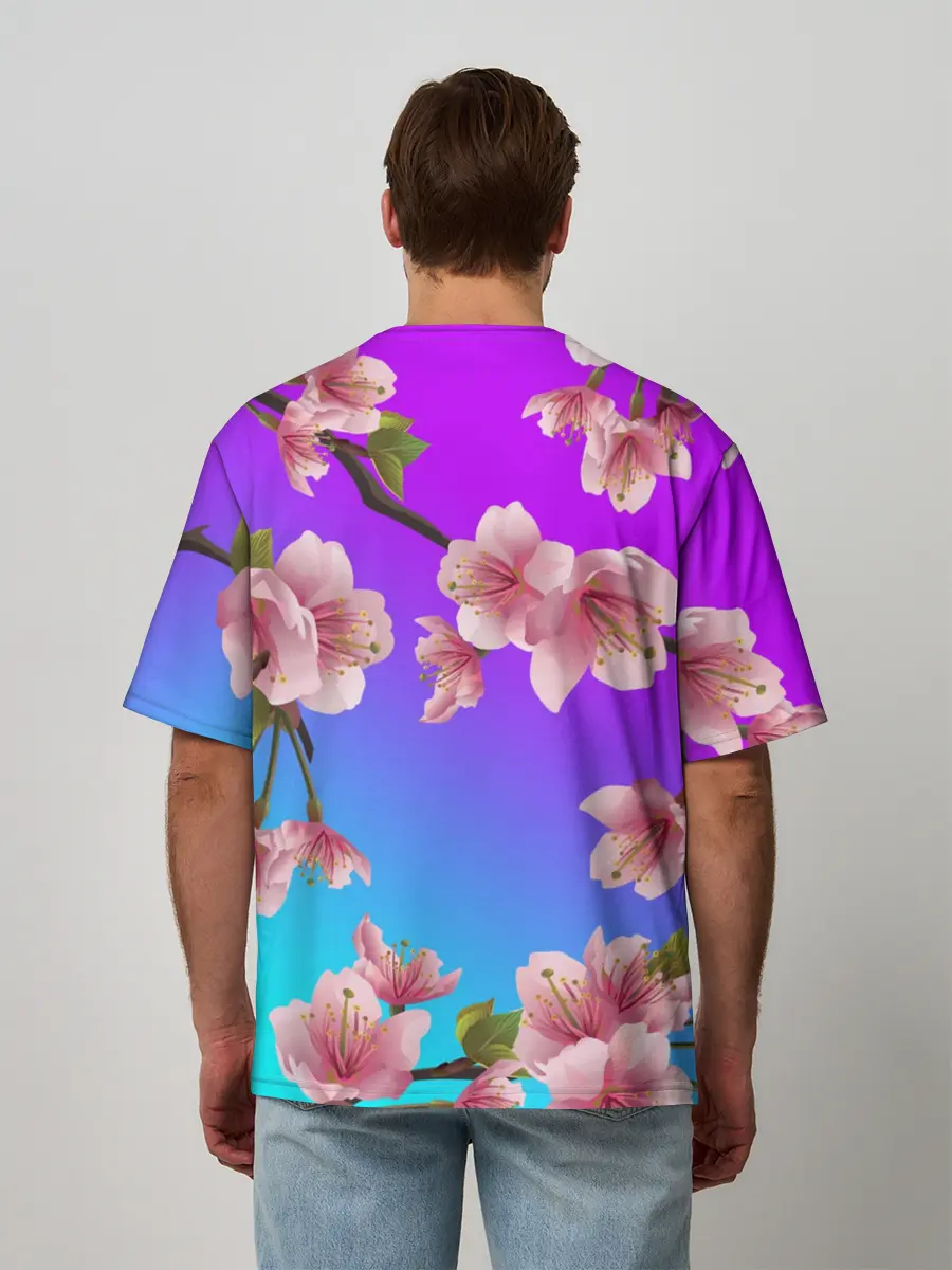 Мужская футболка оверсайз / САКУРА ВИШНЯ