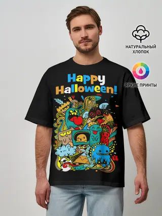 Мужская футболка оверсайз / Монстры празднуют Хеллоуин