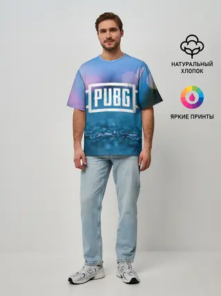 Мужская футболка оверсайз / PUBG light blue