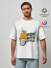 Мужская футболка оверсайз / RIDE WITH STYLE | ПОЕЗДКА СО СТИЛЕМ